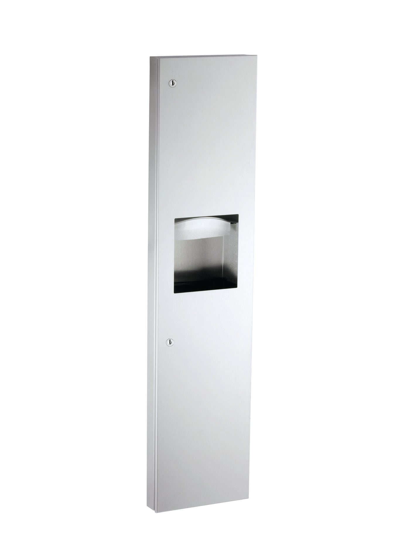 Bobrick B-38032 - Semi-Recessed Paper Towel Dispenser and Waste Receptacle, Satin Finish, 6.3-Gallon Waste