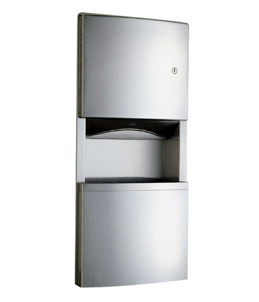 Bobrick B-4369 - Recessed Paper Towel Dispenser and Waste Receptacle, Satin Finish, 3-Gallon Waste