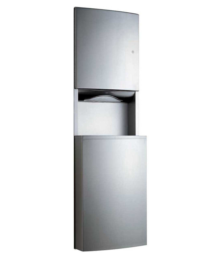 Bobrick B-43944 - Recessed Paper Towel Dispenser and Waste Receptacle, Satin Finish, 15-Gallon Waste