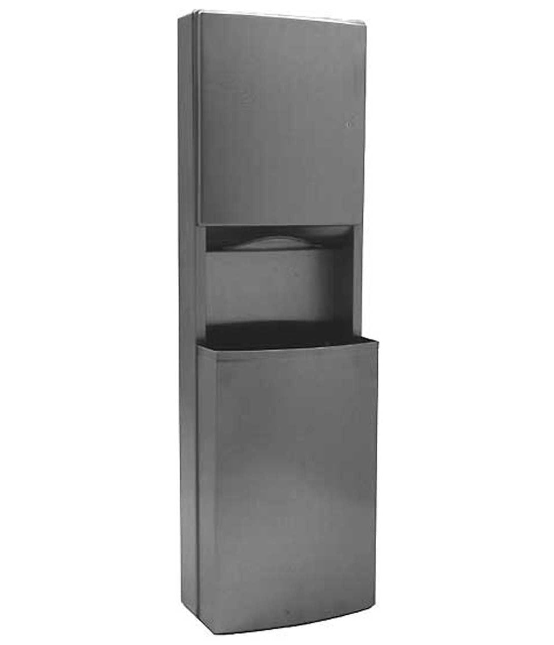 Bobrick B-43949 - Surface-Mounted Paper Towel Dispenser and Waste Receptacle, Satin Finish, 15-Gallon Waste