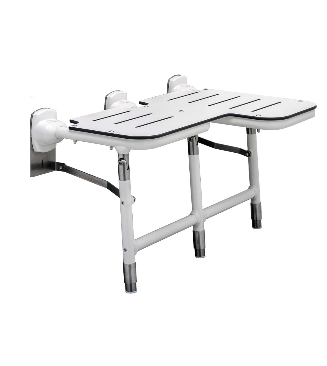 Bobrick B-918116L - Bariatric Folding Shower Seat with Legs, Left Hand, White