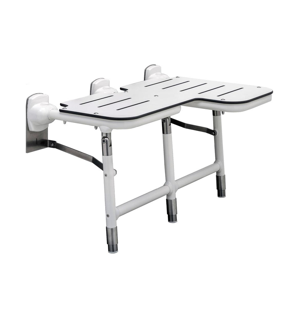 Bobrick B-918116L - Bariatric Folding Shower Seat with Legs, Left Hand, White