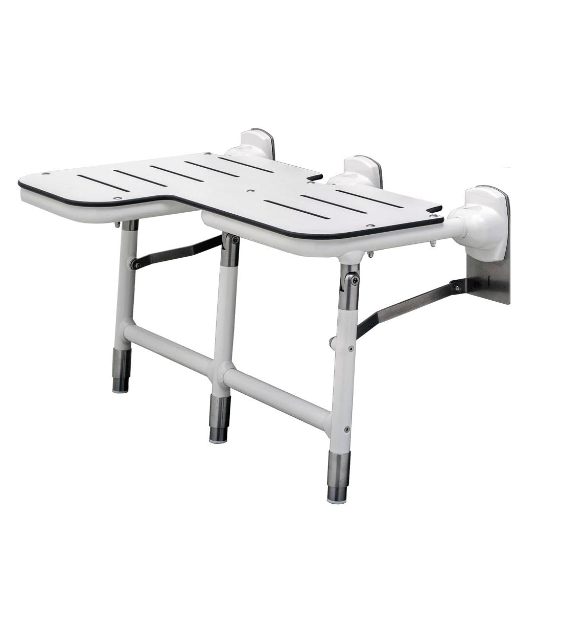 Bobrick B-918116R - Bariatric Folding Shower Seat with Legs, Right Hand, White