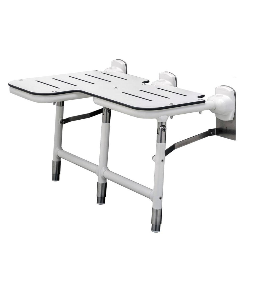 Bobrick B-918116R - Bariatric Folding Shower Seat with Legs, Right Hand, White
