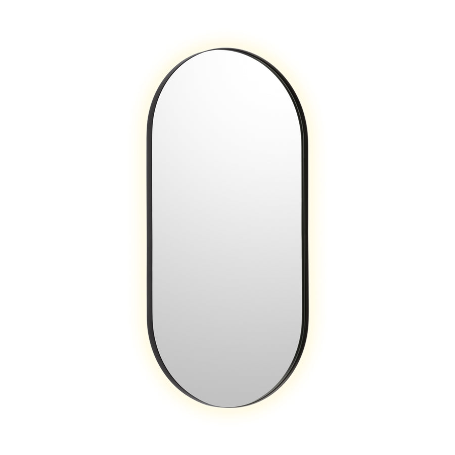 Bobrick B-104 2448.MBLK - Pill Shaped Backlit LED Mirror, Matte Black