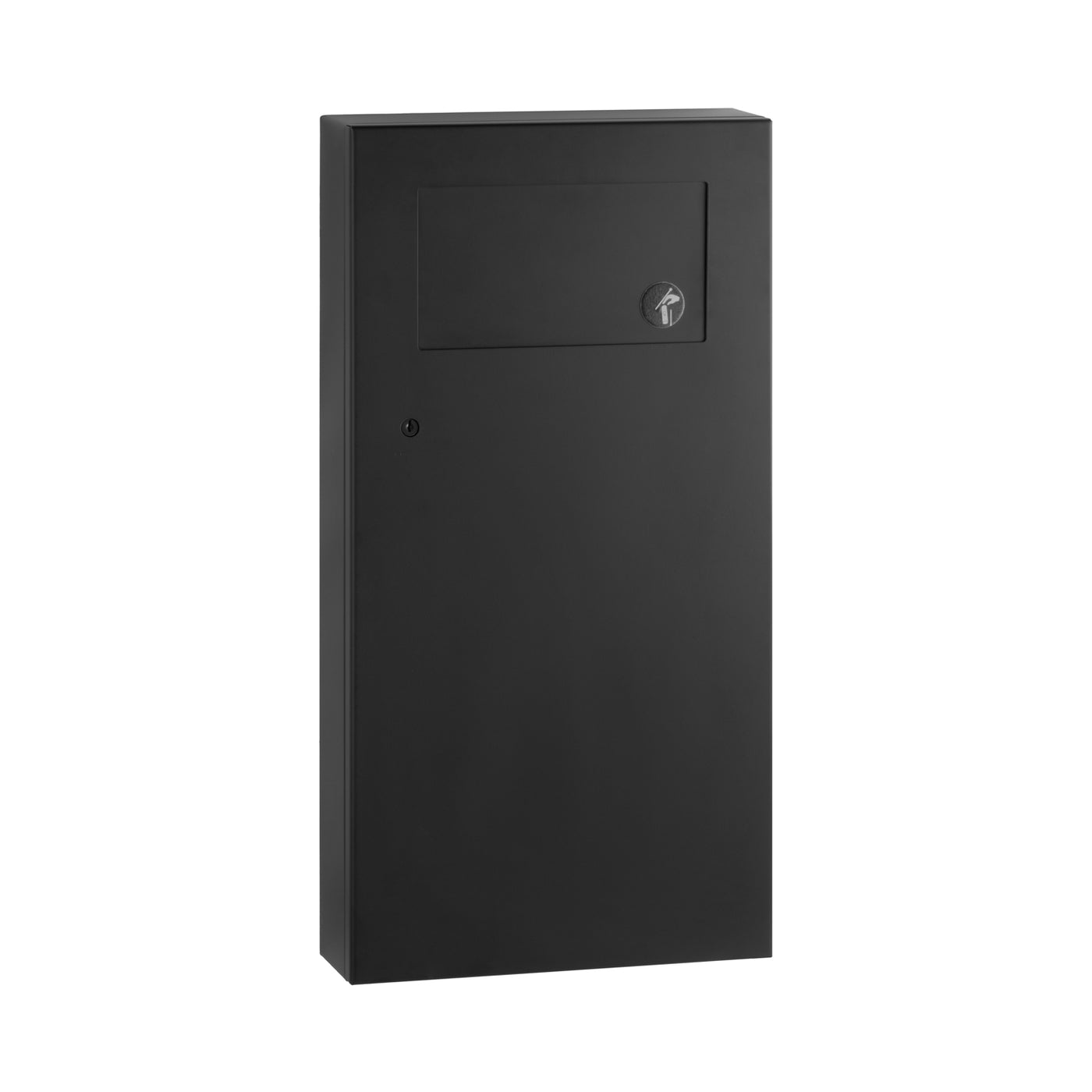 Bobrick B-35639.MBLK - Surface-Mounted Waste Receptacle with Disposal Door, Matte Black, 3-Gallon