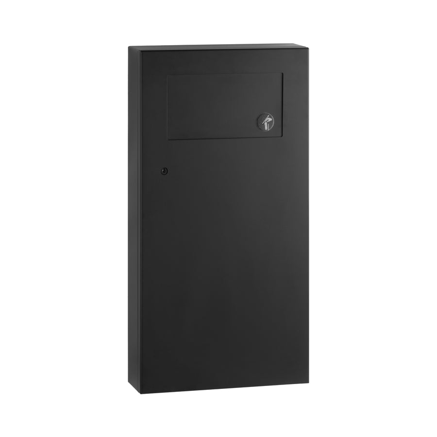 Bobrick B-35639.MBLK - Surface-Mounted Waste Receptacle with Disposal Door, Matte Black, 3-Gallon