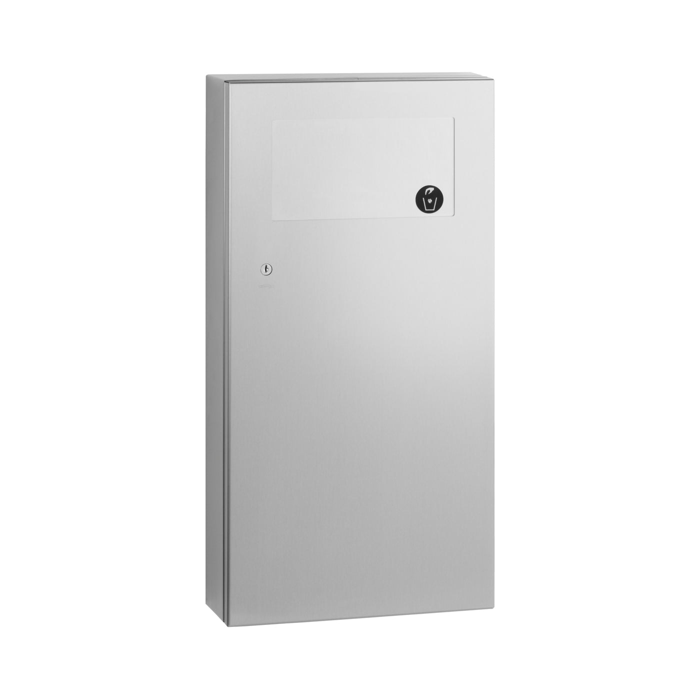 Bobrick B-35639 - Surface-Mounted Waste Receptacle with Disposal Door, Satin Finish, 3-Gallon