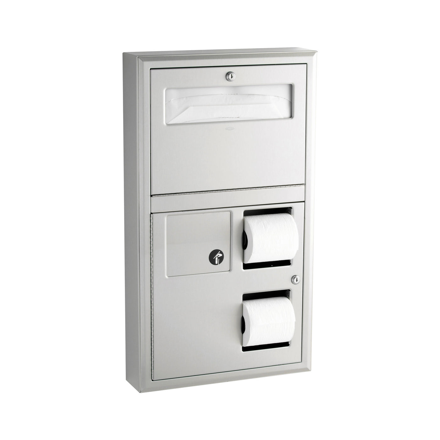 Bobrick B-3579 - Surface-Mounted Toilet Tissue / Seat Cover Dispenser / Waste Disposal
