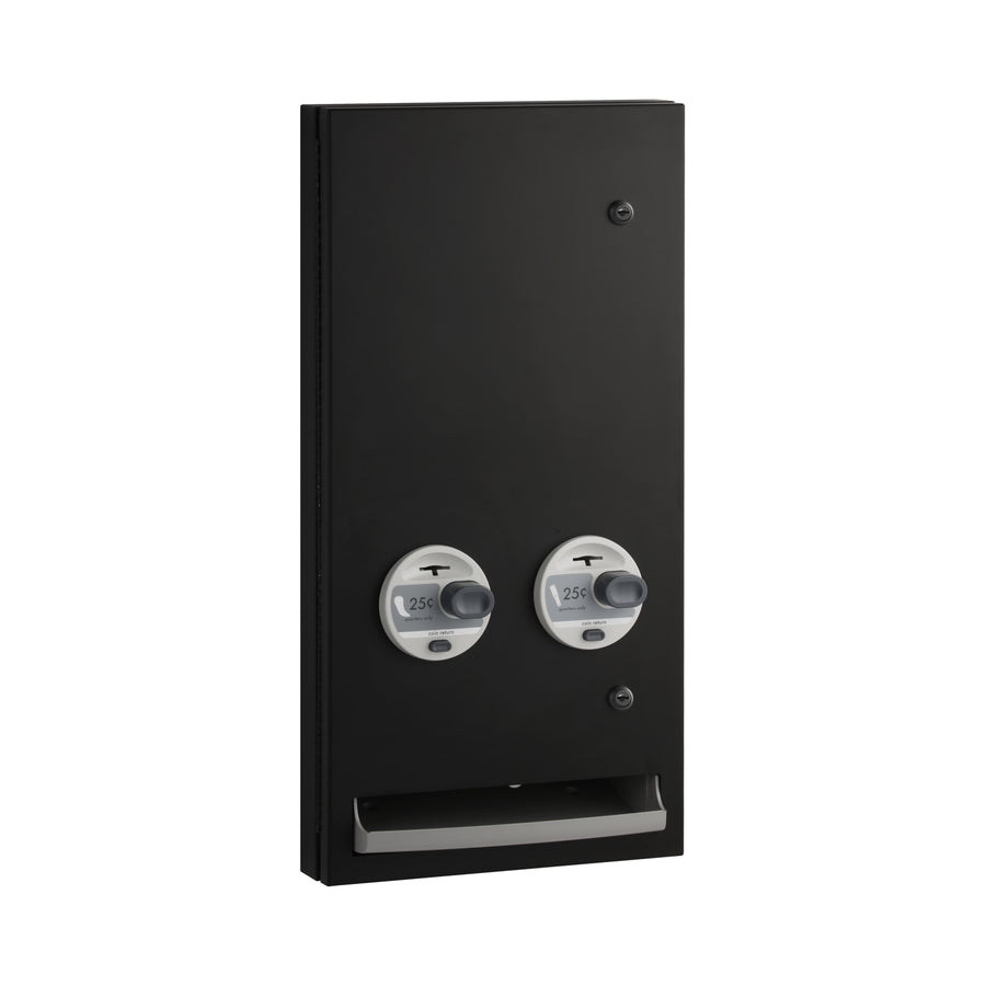 Bobrick B-370634.MBLK 25 - Semi-Recessed Napkin-Tampon Dispenser, 25-Cent Operation, Matte Black