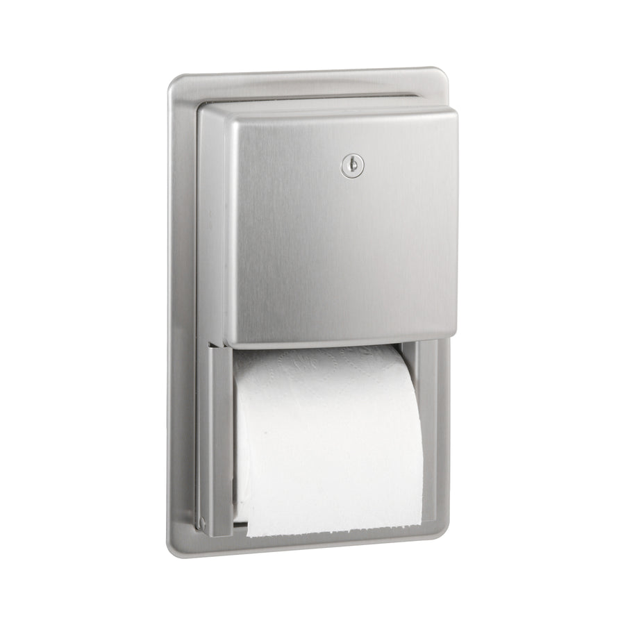 Bobrick B-4388 - Recessed Toilet Tissue Dispenser, Satin Finish, Two Rolls