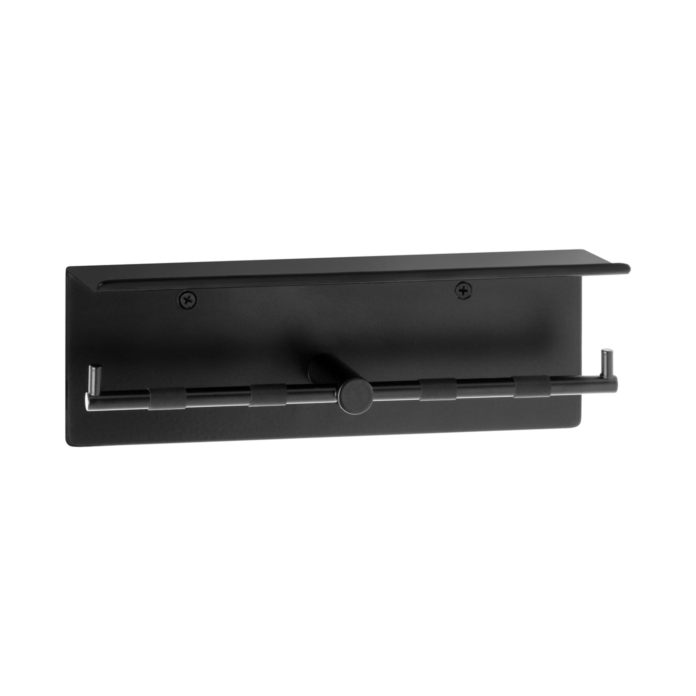 Bobrick B-540.MBLK - Surface-Mounted Toilet Tissue Dispenser and Utility Shelf, Matte Black, Two Rolls